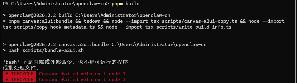 Windows构建报错示例